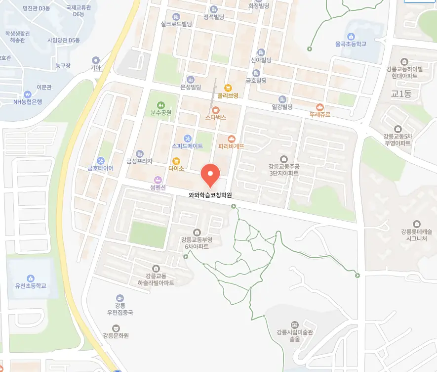 포남동 와와센터 학원 위치